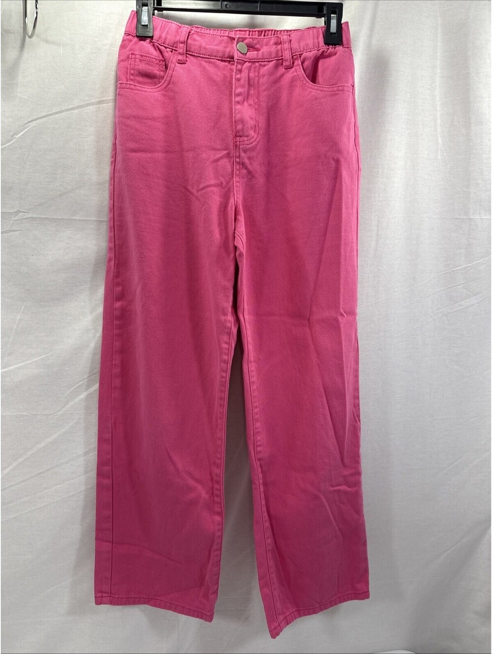 Shein Straight Leg Jeans Pink Girls Size 12-13 (26" Stretch Waist 26" Inseam)